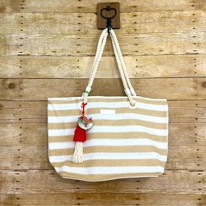 Vera Bradley Striped Tote Natural Stripe NWT